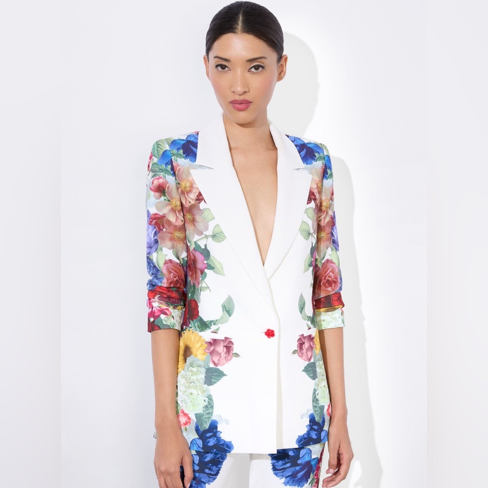 NWT Alice + Olivia Denny Blazer In White Floral